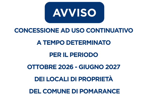 Concessione uso continuativo locali di proprietà del Comune 2026