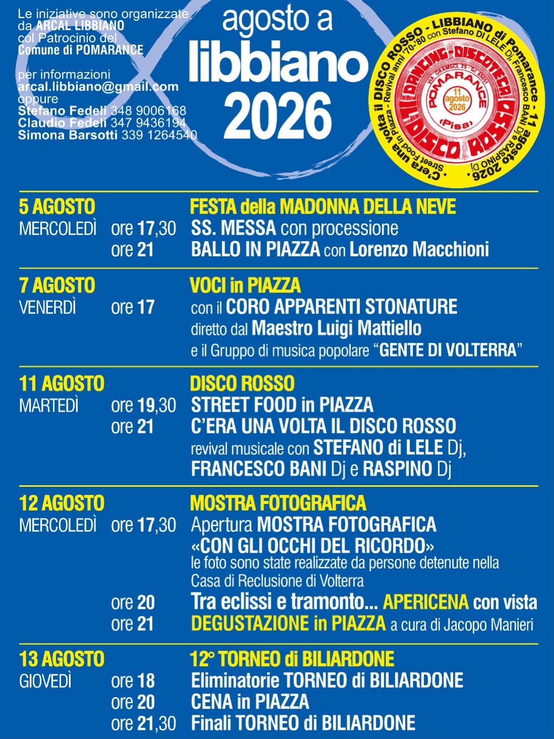 Agosto a Libbiano 2026